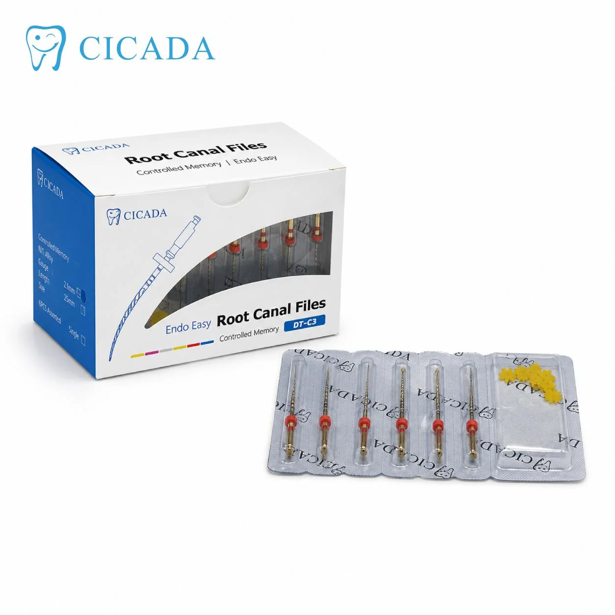 CICADA Gold 04 ve 06 Açılı Endomotor Eğesi 25mm 6’lı Paket