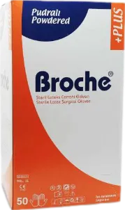 Broche Steril Lateks Cerrahi Eldiven Pudralı