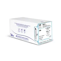 Boz Sütür Silk - Non-Absorbable Silk Surgical Suture 3/0 18mm 3/8 Reverse Cutting 75 cm
